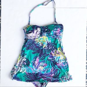 Garnet Hill Swimsuit Dress built in bottom floral